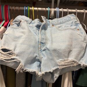Levi's Light Blue Distressed Jean Shorts